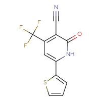 Chemical structure of 2-oxo-6-(thiophen-2-yl)-4-(trifluoromethyl)-1,2-dihydropyridine-3-carbonitrile - CSSB00015232532