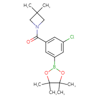 Chemical structure of 1-[3-chloro-5-(4,4,5,5-tetramethyl-1,3,2-dioxaborolan-2-yl)benzoyl]-3,3-dimethylazetidine - CSSB02526686202
