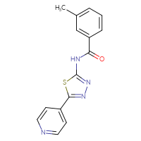 Chemical structure of 3-methyl-N-[5-(pyridin-4-yl)-1,3,4-thiadiazol-2-yl]benzamide - CSSB00104343468