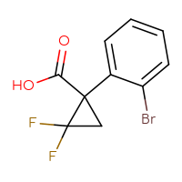 Chemical structure of 1-(2-bromophenyl)-2,2-difluorocyclopropane-1-carboxylic acid - CSSB00103102753