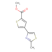 Chemical structure of methyl 4-(2-methyl-1,3-thiazol-4-yl)thiophene-2-carboxylate - CSSB01387437165