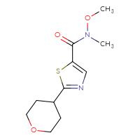 Chemical structure of N-methoxy-N-methyl-2-(oxan-4-yl)-1,3-thiazole-5-carboxamide - CSSB01148880241