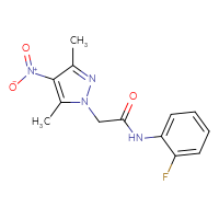 Chemical structure of 2-(3,5-dimethyl-4-nitro-1H-pyrazol-1-yl)-N-(2-fluorophenyl)acetamide - CSSB00025850620
