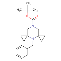 Chemical structure of tert-butyl 4-benzyl-4,9-diazadispiro[2.1.2⁵.3³]decane-9-carboxylate - CSSB20621630466