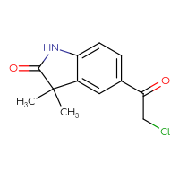 Chemical structure of 5-(2-chloroacetyl)-3,3-dimethyl-2,3-dihydro-1H-indol-2-one - CSSB00000688812