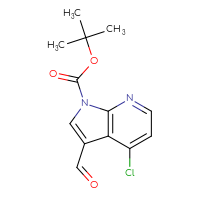 Chemical structure of tert-butyl 4-chloro-3-formyl-1H-pyrrolo[2,3-b]pyridine-1-carboxylate - CSSB21332062213