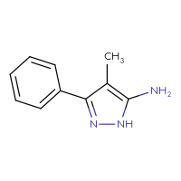 Chemical structure of 4-methyl-3-phenyl-1H-pyrazol-5-amine - CSSB00000244789