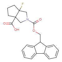 Chemical structure of 2-{[(9H-fluoren-9-yl)methoxy]carbonyl}-6a-fluoro-octahydrocyclopenta[c]pyrrole-3a-carboxylic acid - CSSB00153805896