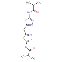 Chemical structure of 2-methyl-N-(5-{[5-(2-methylpropanamido)-1,3,4-thiadiazol-2-yl]methyl}-1,3,4-thiadiazol-2-yl)propanamide - CSSB00159724370
