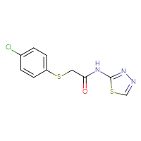 Chemical structure of 2-[(4-chlorophenyl)sulfanyl]-N-(1,3,4-thiadiazol-2-yl)acetamide - CSSB00046474044