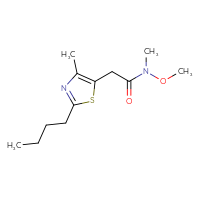 Chemical structure of 2-(2-butyl-4-methyl-1,3-thiazol-5-yl)-N-methoxy-N-methylacetamide - CSSB01998446926