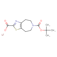 Chemical structure of lithium(1+) 6-[(tert-butoxy)carbonyl]-4H,5H,6H,7H,8H-[1,3]thiazolo[4,5-d]azepine-2-carboxylate - CSSB20963435027