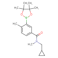 Chemical structure of N-(cyclopropylmethyl)-N,4-dimethyl-3-(4,4,5,5-tetramethyl-1,3,2-dioxaborolan-2-yl)benzamide - CSSB00248248843