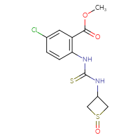Chemical structure of methyl 5-chloro-2-{[(1-oxo-1λ⁴-thietan-3-yl)carbamothioyl]amino}benzoate - CSSB21432500316