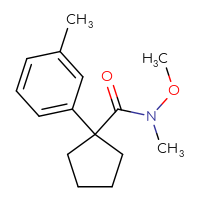 Chemical structure of N-methoxy-N-methyl-1-(3-methylphenyl)cyclopentane-1-carboxamide - CSSB02000825008