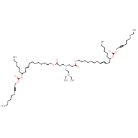 Chemical structure of 12-{[(non-2-yn-1-yloxy)carbonyl]oxy}octadec-9-en-1-yl 3-{[2-(diethylamino)ethyl]({3-[(12-{[(non-2-yn-1-yloxy)carbonyl]oxy}octadec-9-en-1-yl)oxy]-3-oxopropyl})amino}propanoate - CSSB20620698472