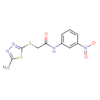 Chemical structure of 2-[(5-methyl-1,3,4-thiadiazol-2-yl)sulfanyl]-N-(3-nitrophenyl)acetamide - CSSB00028322710