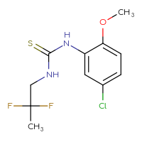 Chemical structure of 1-(5-chloro-2-methoxyphenyl)-3-(2,2-difluoropropyl)thiourea - CSSB02007392509