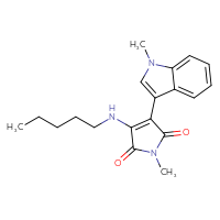 Chemical structure of 1-methyl-3-(1-methyl-1H-indol-3-yl)-4-(pentylamino)-2,5-dihydro-1H-pyrrole-2,5-dione - CSSB00025702102