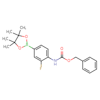 Chemical structure of benzyl N-[2-fluoro-4-(4,4,5,5-tetramethyl-1,3,2-dioxaborolan-2-yl)phenyl]carbamate - CSSB00010175571
