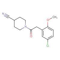 Chemical structure of 1-[2-(5-chloro-2-methoxyphenyl)acetyl]piperidine-4-carbonitrile - CSSB00054401157