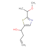 Chemical structure of 1-[2-(1-methoxyethyl)-1,3-thiazol-5-yl]but-3-en-1-ol - CSSB20605288452