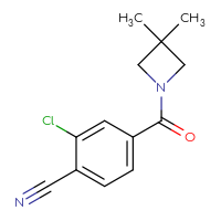 Chemical structure of 2-chloro-4-(3,3-dimethylazetidine-1-carbonyl)benzonitrile - CSSB01997709342