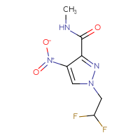 Chemical structure of 1-(2,2-difluoroethyl)-N-methyl-4-nitro-1H-pyrazole-3-carboxamide - CSSB01046929690