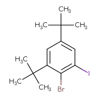 Chemical structure of 2-bromo-1,5-di-tert-butyl-3-iodobenzene - CSSB06448176296