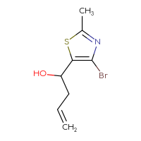 Chemical structure of 1-(4-bromo-2-methyl-1,3-thiazol-5-yl)but-3-en-1-ol - CSSB20636250786