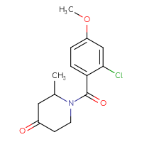 Chemical structure of 1-(2-chloro-4-methoxybenzoyl)-2-methylpiperidin-4-one - CSSB02214601731