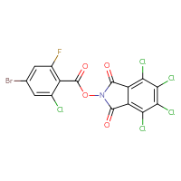 Chemical structure of 4,5,6,7-tetrachloro-1,3-dioxo-2,3-dihydro-1H-isoindol-2-yl 4-bromo-2-chloro-6-fluorobenzoate - CSSB20271180042