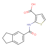 Chemical structure of 2-(2,3-dihydro-1H-indene-5-amido)thiophene-3-carboxylic acid - CSSB00000752024