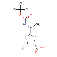 Chemical structure of 5-amino-2-(1-{[(tert-butoxy)carbonyl]amino}ethyl)-1,3-thiazole-4-carboxylic acid - CSSB00103146636
