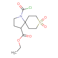 Chemical structure of ethyl 1-(carbonochloridoyl)-8,8-dioxo-8λ⁶-thia-1-azaspiro[4.5]decane-4-carboxylate - CSSB21224764679