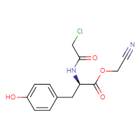 Chemical structure of cyanomethyl (2R)-2-(2-chloroacetamido)-3-(4-hydroxyphenyl)propanoate - CSSB21176551832