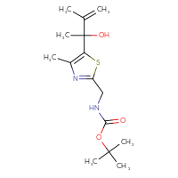 Chemical structure of tert-butyl N-{[5-(2-hydroxy-3-methylbut-3-en-2-yl)-4-methyl-1,3-thiazol-2-yl]methyl}carbamate - CSSB07093260148