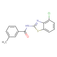 Chemical structure of N-(4-chloro-1,3-benzothiazol-2-yl)-3-methylbenzamide - CSSB00104465322