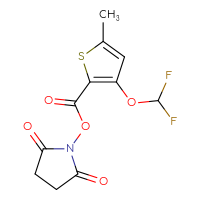 Chemical structure of 2,5-dioxopyrrolidin-1-yl 3-(difluoromethoxy)-5-methylthiophene-2-carboxylate - CSSB20271038374