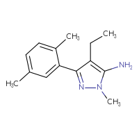 Chemical structure of 3-(2,5-dimethylphenyl)-4-ethyl-1-methyl-1H-pyrazol-5-amine - CSSB00000470575