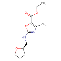 Chemical structure of ethyl 4-methyl-2-({[(2R)-oxolan-2-yl]methyl}amino)-1,3-oxazole-5-carboxylate - CSSB01065871390