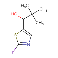 Chemical structure of 1-(2-iodo-1,3-thiazol-5-yl)-2,2-dimethylpropan-1-ol - CSSB21246457039