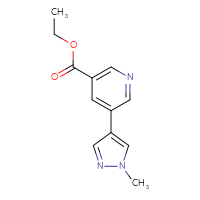 Chemical structure of ethyl 5-(1-methyl-1H-pyrazol-4-yl)pyridine-3-carboxylate - CSSB01995254702