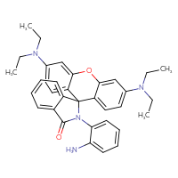 Chemical structure of 2-(2-aminophenyl)-3',6'-bis(diethylamino)-2,3-dihydrospiro[isoindole-1,9'-xanthen]-3-one - CSSB03437848330