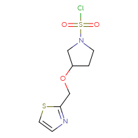 Chemical structure of 3-[(1,3-thiazol-2-yl)methoxy]pyrrolidine-1-sulfonyl chloride - CSSB14964744184