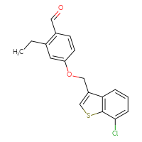 Chemical structure of 4-[(7-chloro-1-benzothiophen-3-yl)methoxy]-2-ethylbenzaldehyde - CSSB21349234231