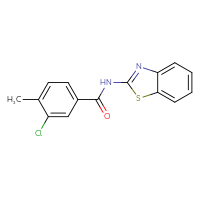 Chemical structure of N-(1,3-benzothiazol-2-yl)-3-chloro-4-methylbenzamide - CSSB00104464920