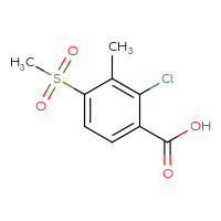 Chemical structure of 2-chloro-4-methanesulfonyl-3-methylbenzoic acid - CSSB00010883460