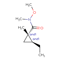 Chemical structure of rac-(1R,2R)-2-ethyl-N-methoxy-N,1-dimethylcyclopropane-1-carboxamide - CSSB21291563492