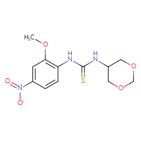 Chemical structure of 1-(1,3-dioxan-5-yl)-3-(2-methoxy-4-nitrophenyl)thiourea - CSSB21432443879